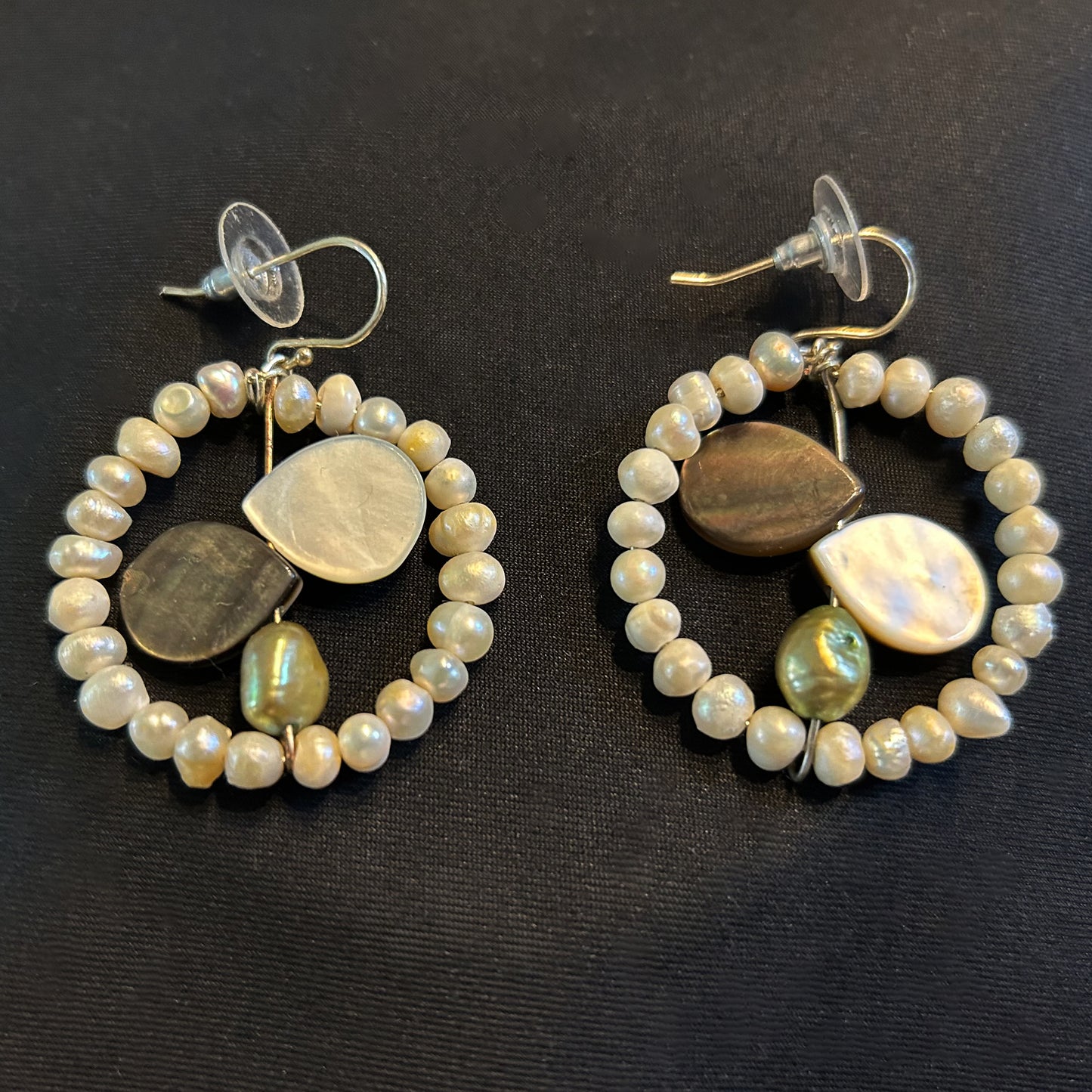 Mother of Pearl and Freshwater Pearl Waterfall Earrings