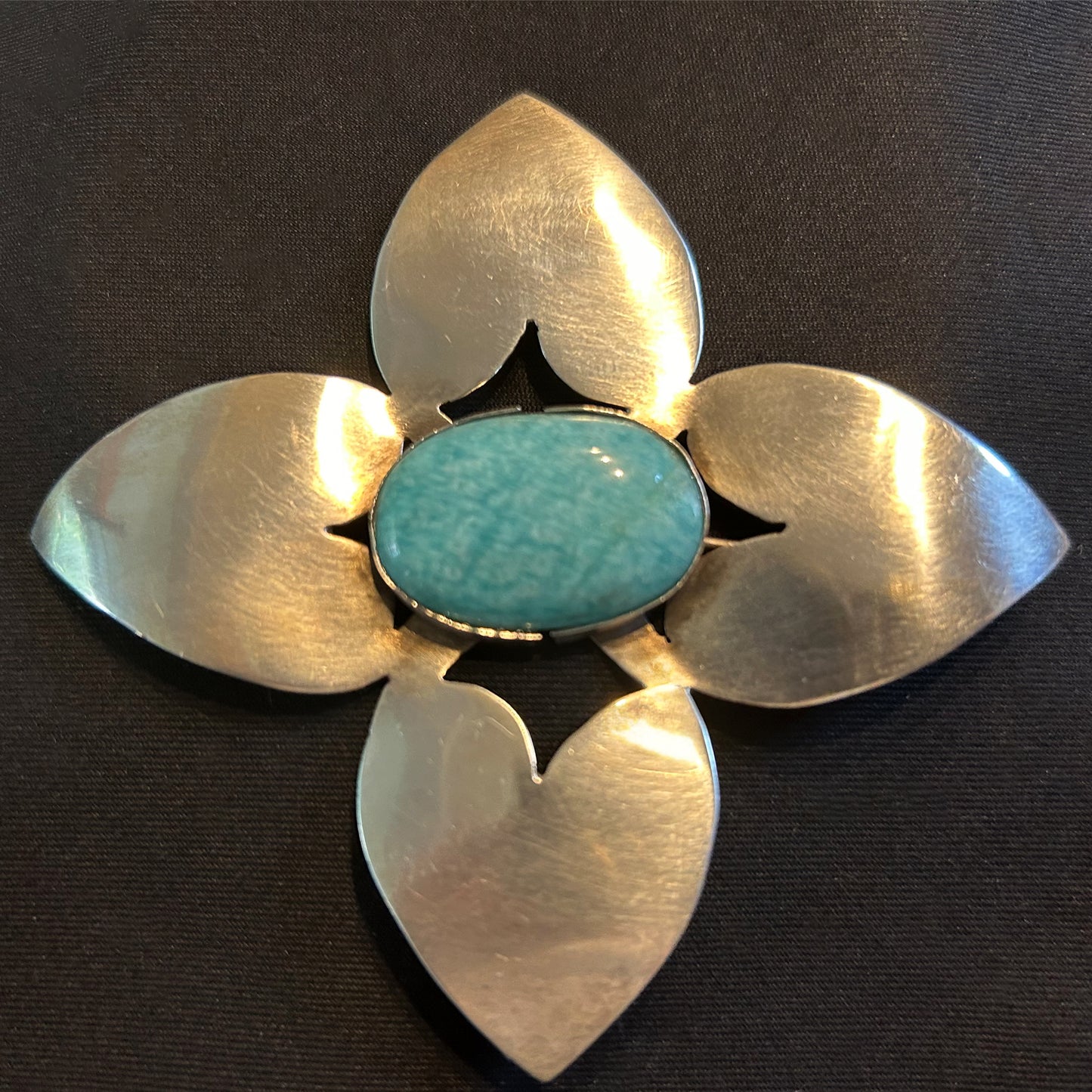 Balanced Hearts and Chrysocolla Pin